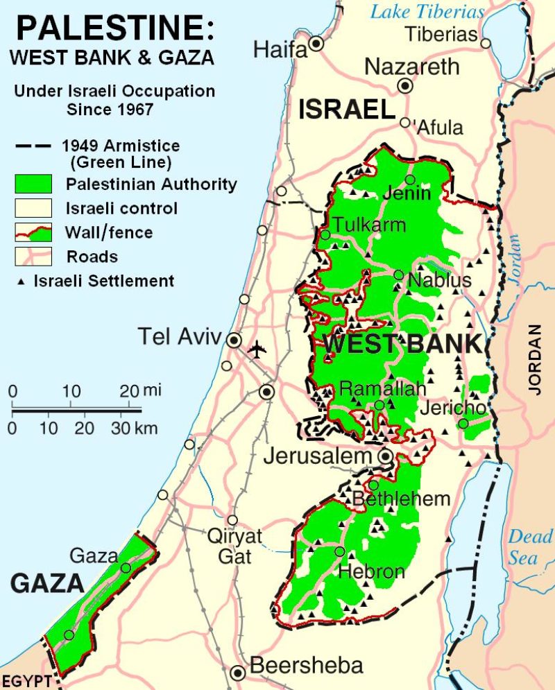Map of the West Bank
