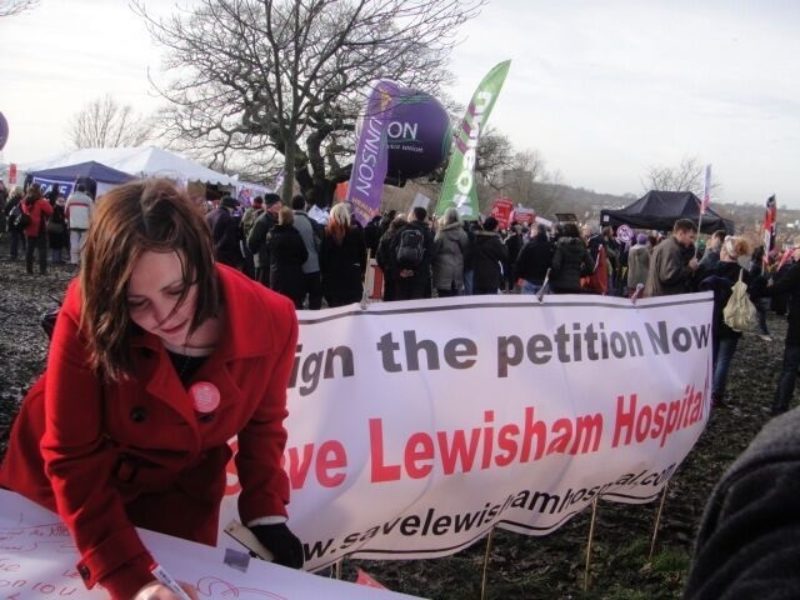 Vicky signing the petition to Save Lewisham Hospital when our A&E department was under threat.