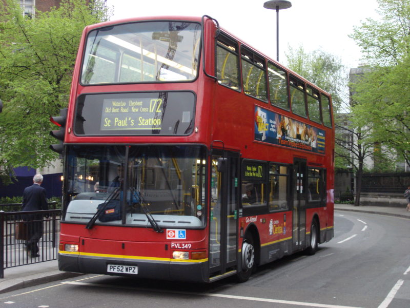 Double decker London red bus