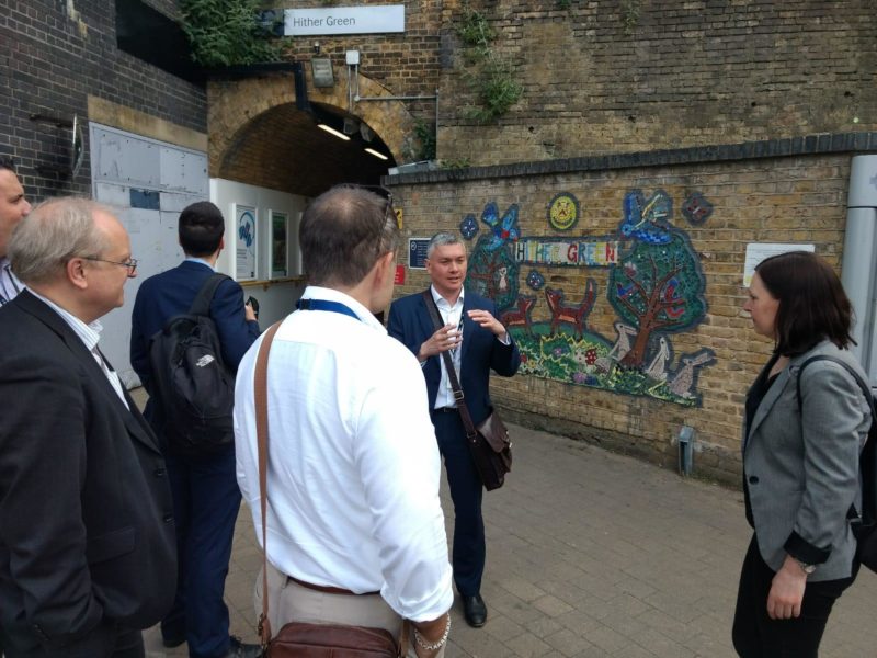 Vicky being shown round Hither Green station by Network Rail, Southeastern and DfT representatives
