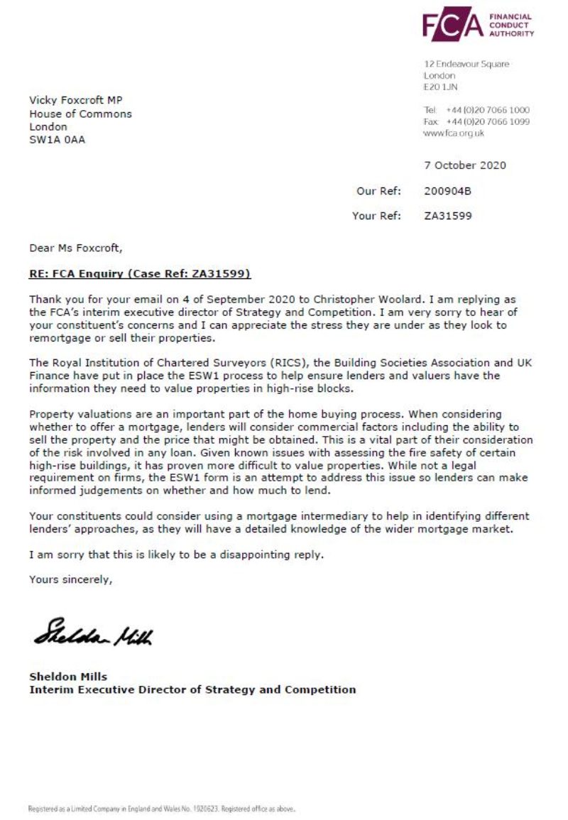 Response letter from the Financial Conduct Authority.