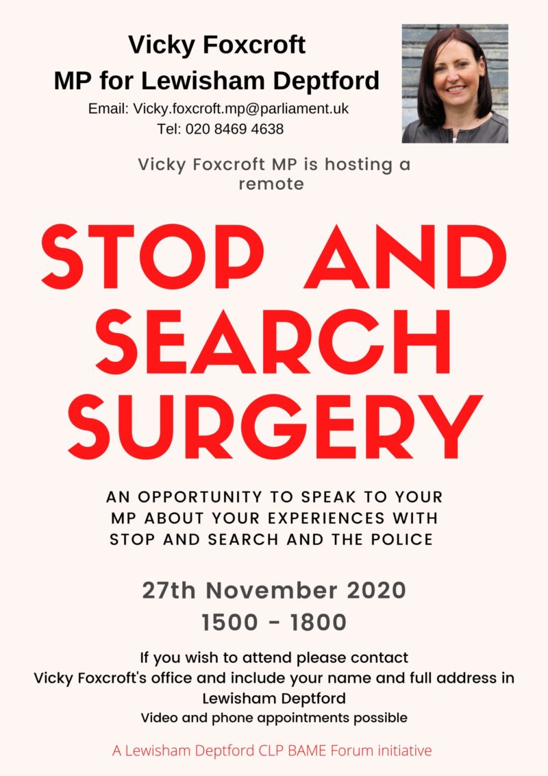 Flyer containing details of stop and search surgery