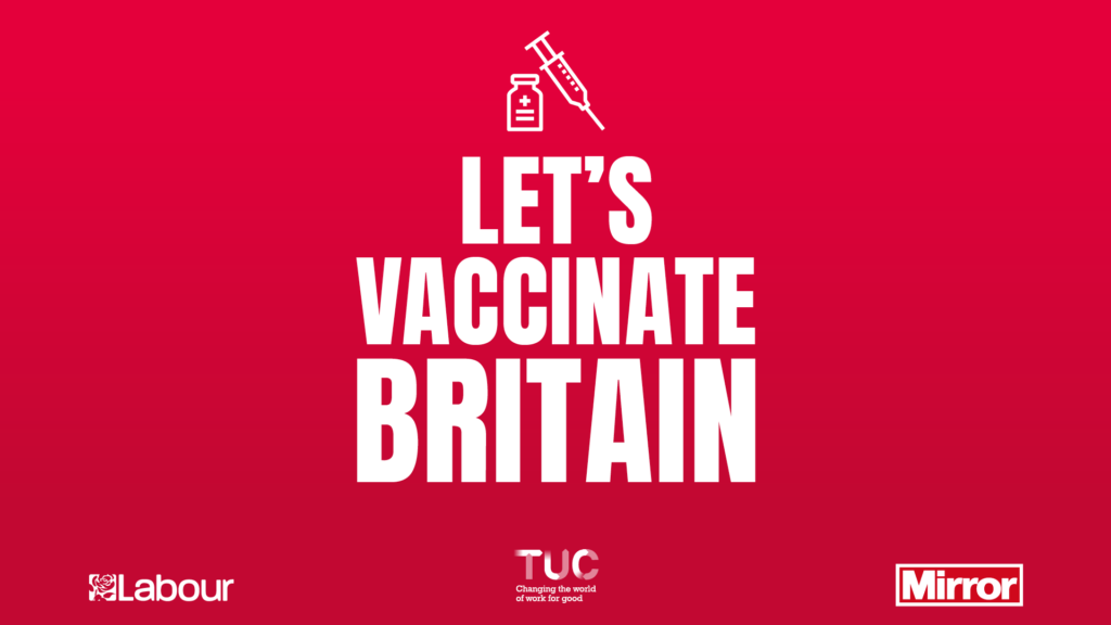 Labour Party Let's Vaccinate Britain campaign logo.