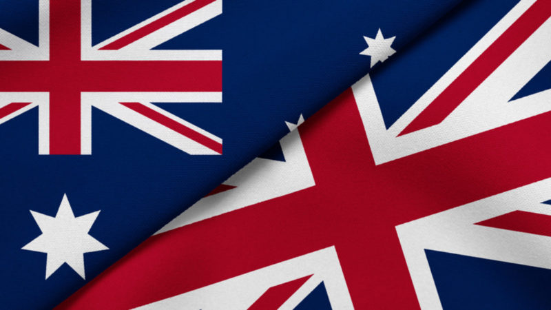 Image of UK and Australian flags together