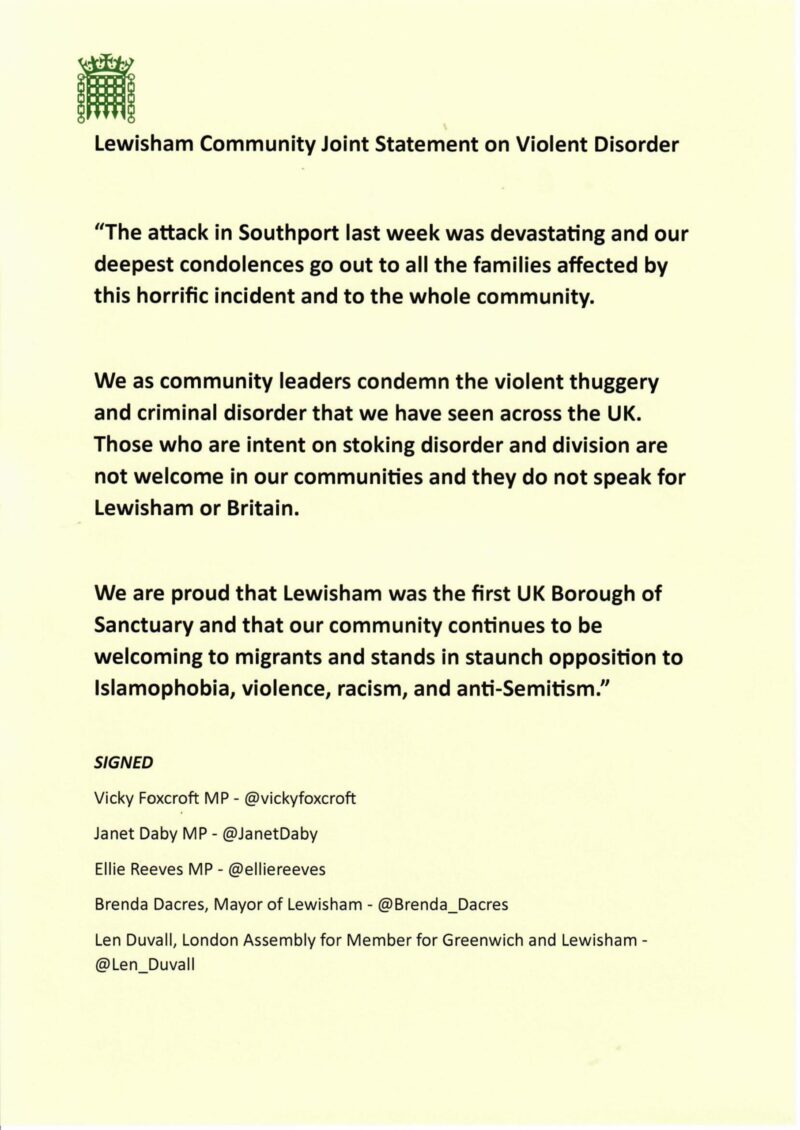 Statement on Violent Disorder, Page 1