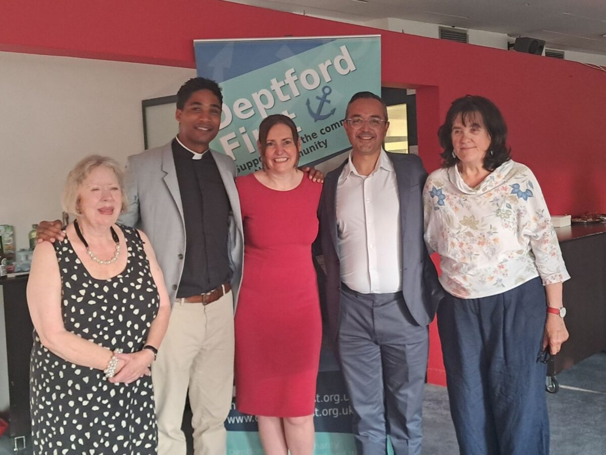 Vicky (centre) surrounded by the other trustees of Deptford First.